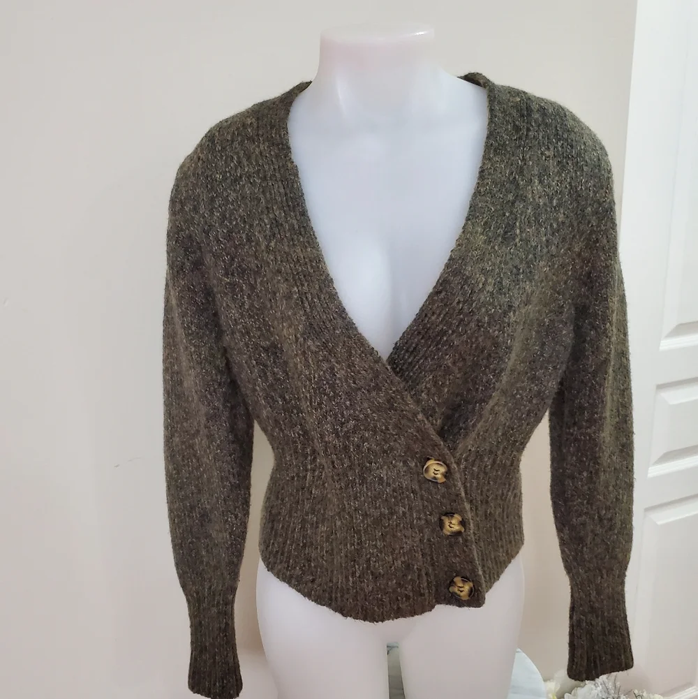 ZARA Women's Brown Button-Up Sweater - Picture 4 of 12